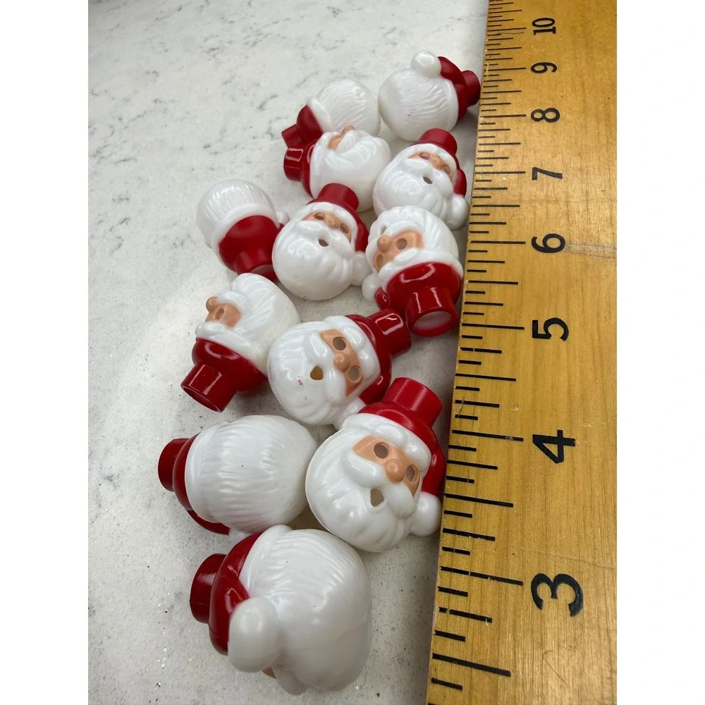 Lot of‎ 12 Vintage Mini Santa Claus Heads Red Hat Christmas Craft Embellishments